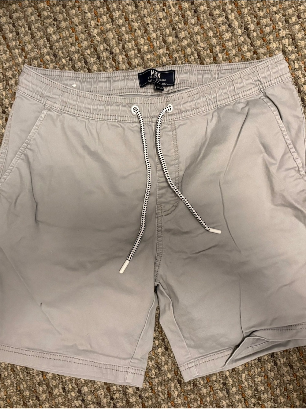 MBX Men's Light Gray Elastic Waist Swim Trunks